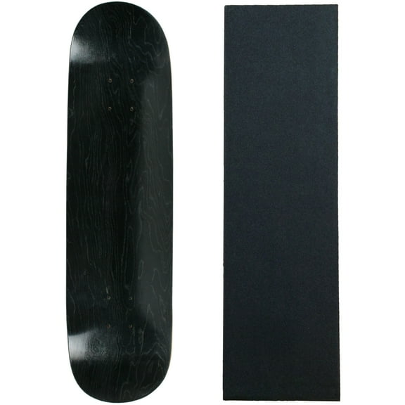 Skateboard Deck Pro 7-Ply Canadian Maple STAINED BLACK With Griptape 7.5" - 8.5"