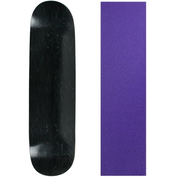 Skateboard Deck Pro 7-Ply Canadian Maple STAINED BLACK With Griptape 7.5" - 8.5"