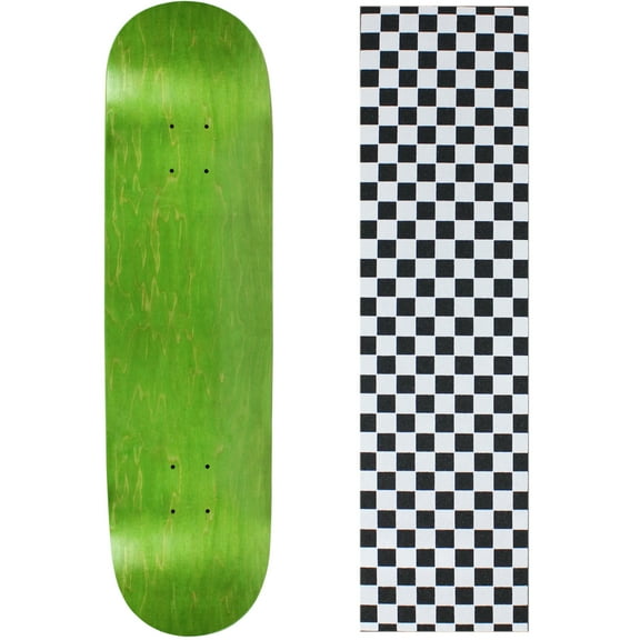 Skateboard Deck Pro 7-Ply Canadian Maple STAINED GREEN With Griptape 7.5" - 8.5"