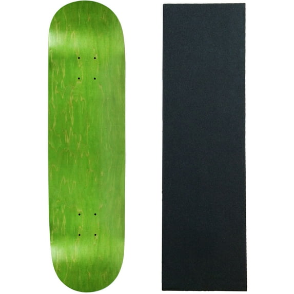 Skateboard Deck Pro 7-Ply Canadian Maple STAINED GREEN With Griptape 7.5" - 8.5"