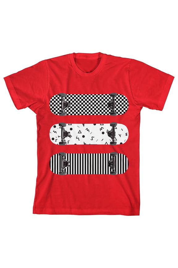 Skateboard Decks Youth Red Short Sleeve Crew Neck Tee
