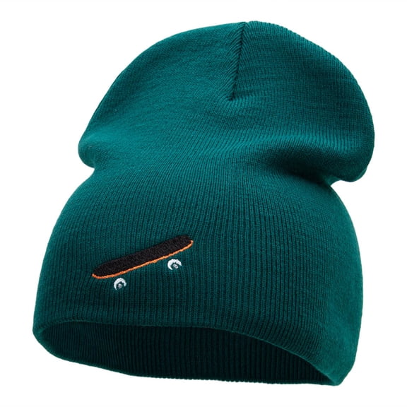 Skateboard Embroidered 8 Inch Short Beanie - Dk Green OSFM