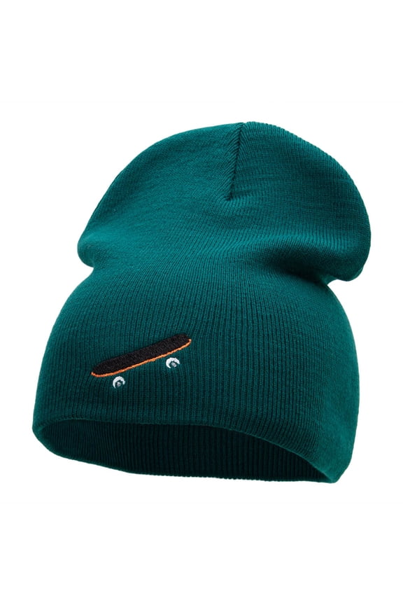 Skateboard Embroidered 8 Inch Short Beanie - Dk Green OSFM