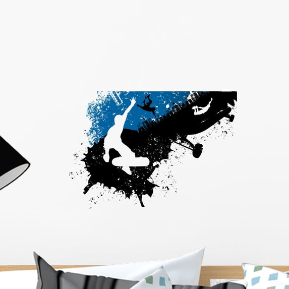 Skateboard Freestyle Abstract Wall Mural by Wallmonkeys Peel and Stick Graphic (18 in W x 13 in H) WM42306