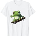 thumbnail image 1 of Skateboard Frog Summer Women Short Sleeve T-Shirt Cartoon Printing Pattern Kawaii Korean Tops, 1 of 5