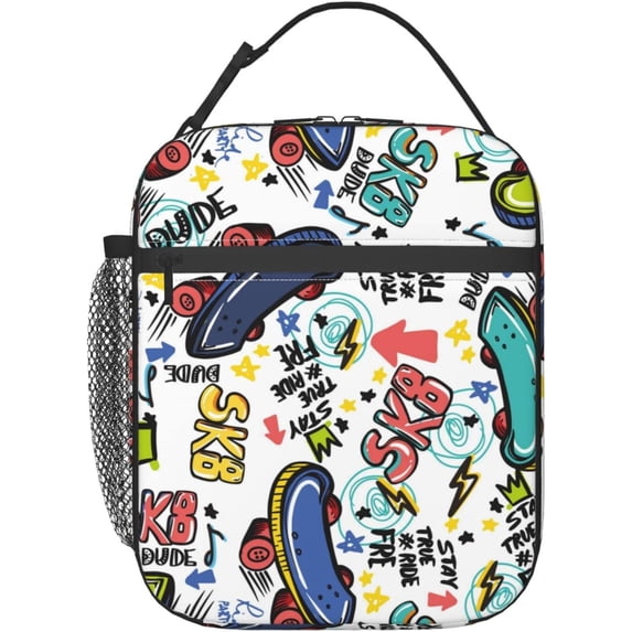 Skateboard Insulated Lunch Bag, Lunch Box for Office Travel, Lunch Bag for Men and Women