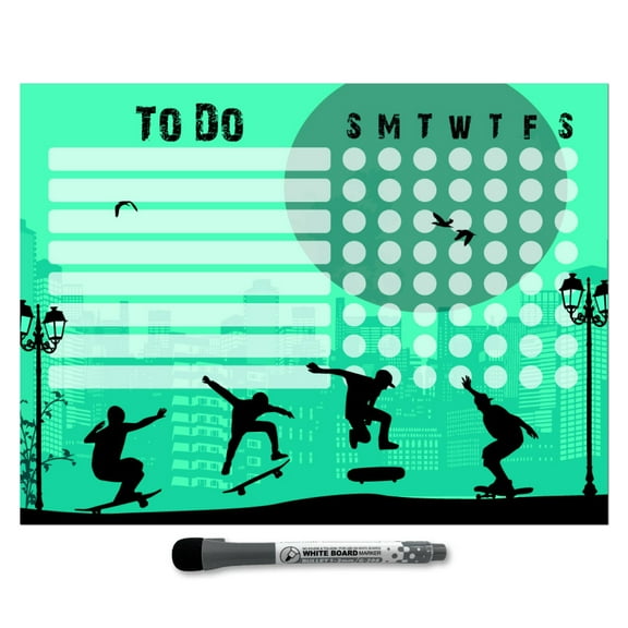 Skateboard Kids Task Chart Sticker Doodles