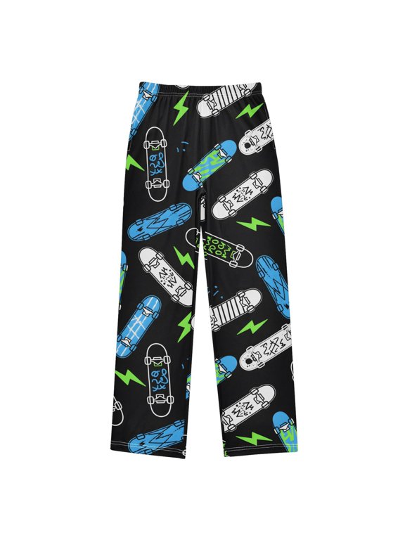 Skateboard Lightning Kids Pajama Pants Boys Pjs Bottoms Sleepwear Lounge Medium