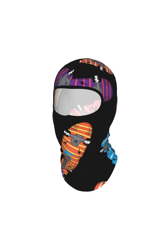 Skateboard Pattern Retro Unisex Balaclava Ski Mask Full Face Cover for Cold Weather & UV Protection, Breathable Cooling Helmet Liner
