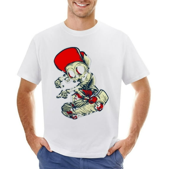 Skateboard Red Roller Men’s Graphic T-shirt Vintage Short Sleeve Sport Tee White 5XL