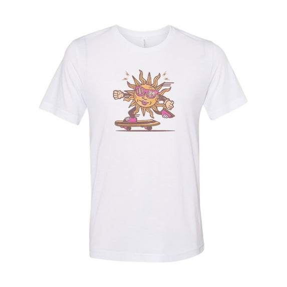 "Skateboard Shirt, Sun Skate, Vintage Shirt, Unisex Fit, Soft Bella T, Skating Shirt, Gift For Him, Retro Apparel, Skateboard Tee, Trendy T, White, MEDIUM"