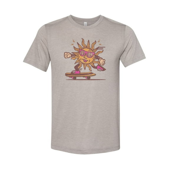"Skateboard Shirt, Sun Skate, Vintage Shirt, Unisex Fit, Soft Bella T, Skating Shirt, Gift For Him, Retro Apparel, Skateboard Tee, Trendy T, Heather Stone, XL"