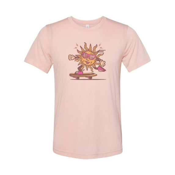 "Skateboard Shirt, Sun Skate, Vintage Shirt, Unisex Fit, Soft Bella T, Skating Shirt, Gift For Him, Retro Apparel, Skateboard Tee, Trendy T, Peach, SMALL"