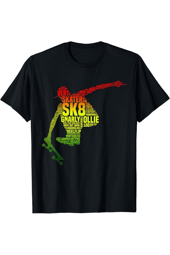 Skateboard Shirts for Boys Skater Slang Retro Skaterboarding T-Shirt