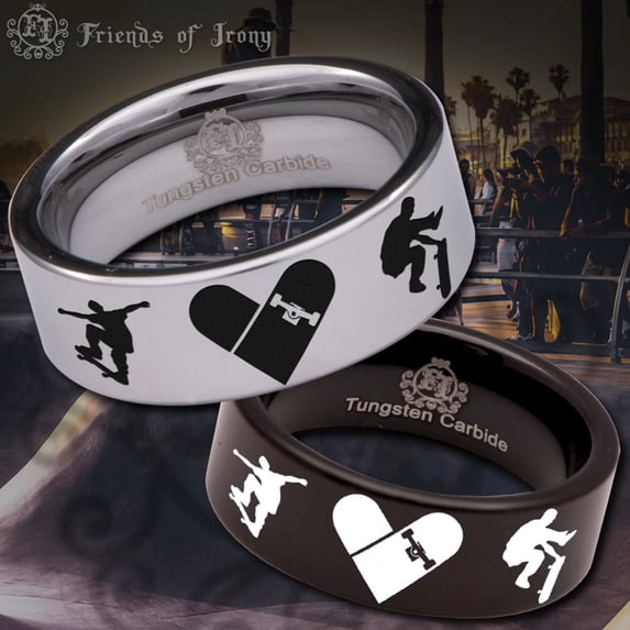 Skateboard Tungsten Carbide Ring