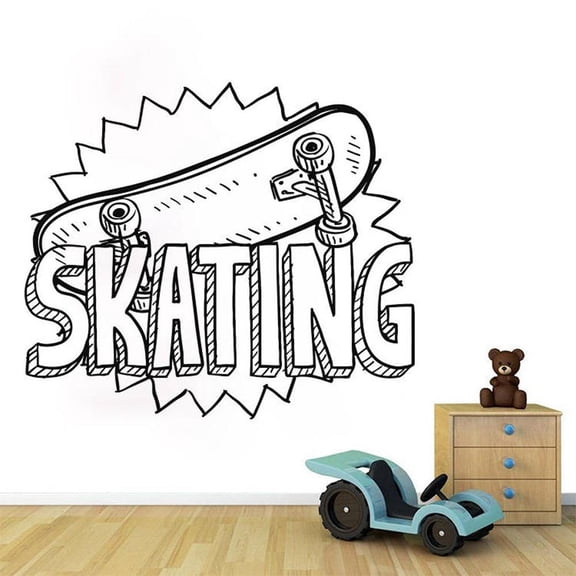 Skateboard Wall Decal SKATEBOARDER Skate Wall Art Stickers Skateboard Wall Stickers for Kids Room Decor Vinyl Art Mural 42x36cm