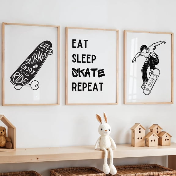 Skateboard Wall DecSkateboard Skater Boys Bedroom Skater Room Poster, Set 3, Poster Only