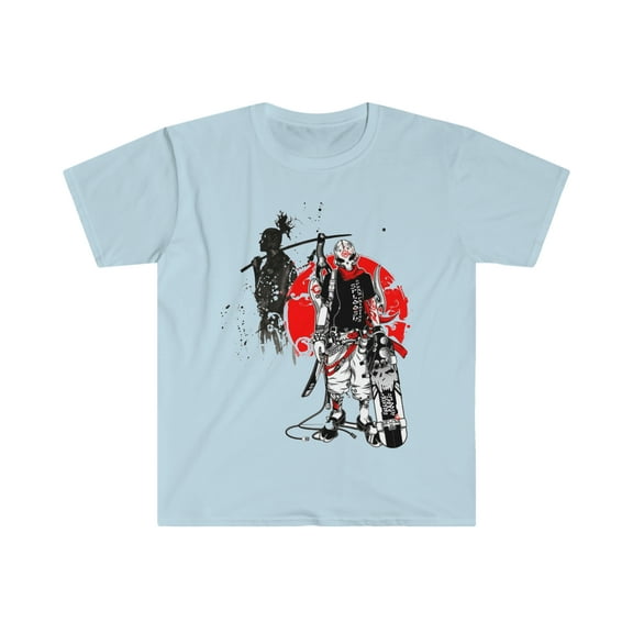 Skateboard and Samurai Sword - Sploosh Print T-Shirt (Unisex: S-XL)