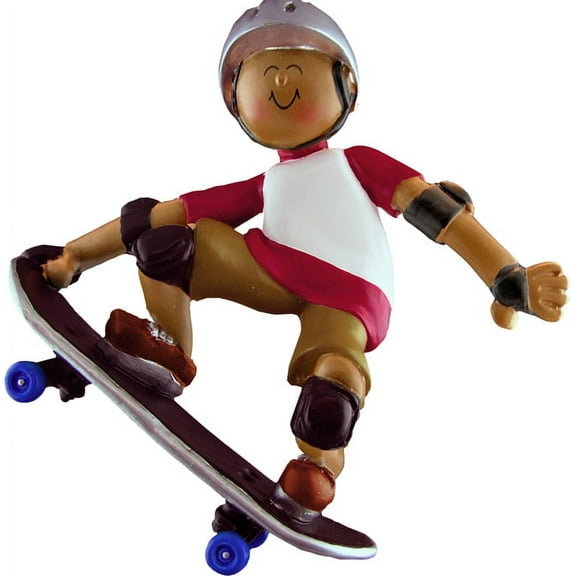 Skateboarder African-American Personalized Christmas Ornament DO-IT-YOURSELF