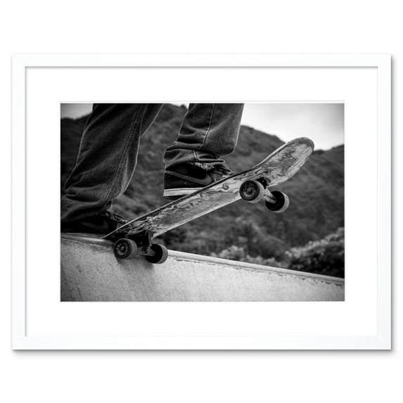 Skateboarder Halfpipe Drop Framed Wall Art Print