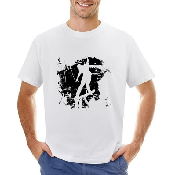 Skateboarder Men’s Graphic T-shirt Vintage Short Sleeve Sport Tee White M
