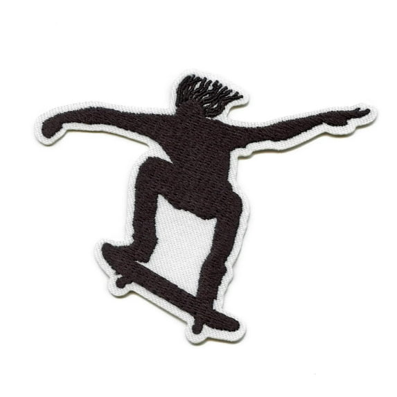 Skateboarder Silhouette Patch Sports Activity Hobby Embroidered Iron On