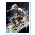 thumbnail image 1 of Skateboarder Skating Multicoloured Splat Paint Art Print Framed Poster Wall Decor 12x16 inch, 1 of 5