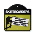thumbnail image 1 of Skateboarders Annoying Pedestrians 10” x 10” Sign | Indoor/Outdoor Plastic | SignMission Designer Skater Skateboard Skating Novelty Gift Funny Joke Gag Road Garage, 1 of 4