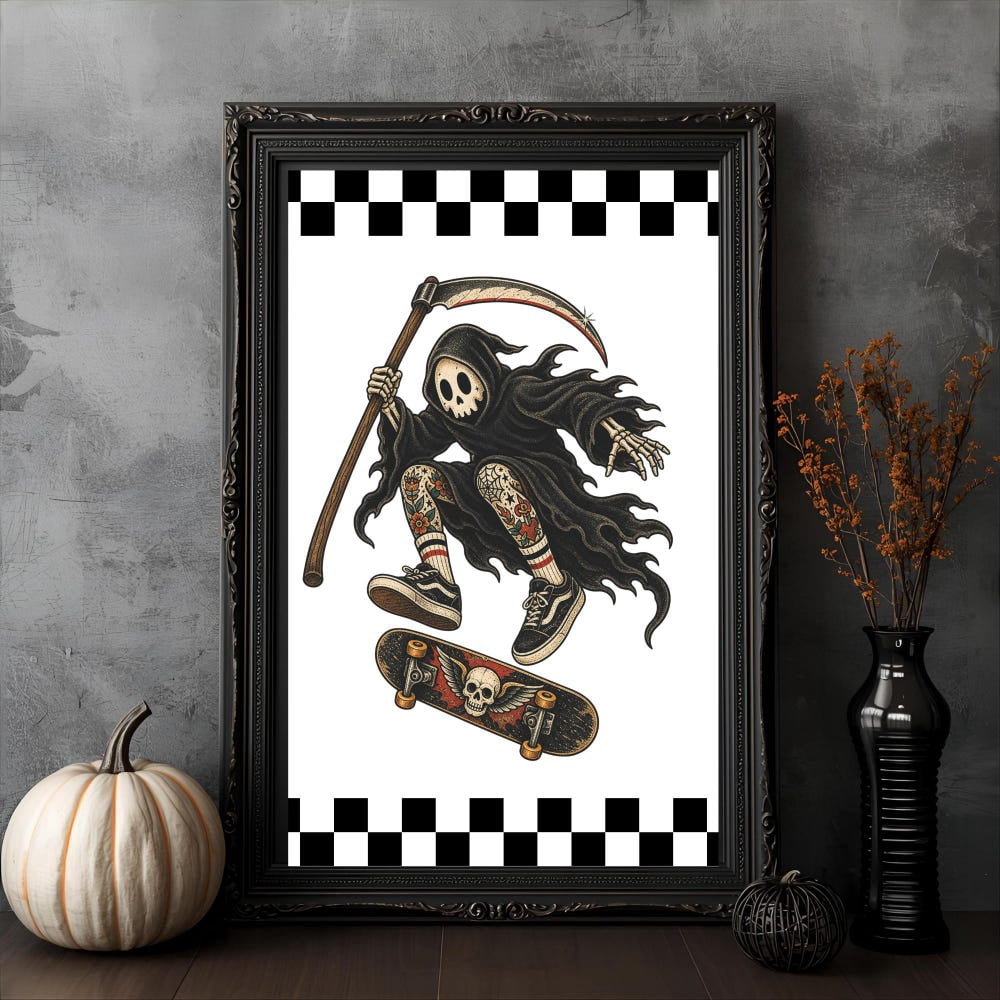 Skateboarding Dark Figure Traditional Ink Flash Skater Alternative ...