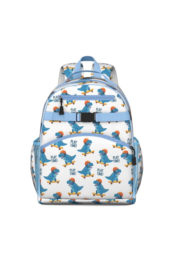 Skateboarding Dinosaur Pattern Backpack for School,Cute School Bag,Schoolbag with Adjustable Shoulder Straps & Padded Back,15.25"x11.5"x5.25"