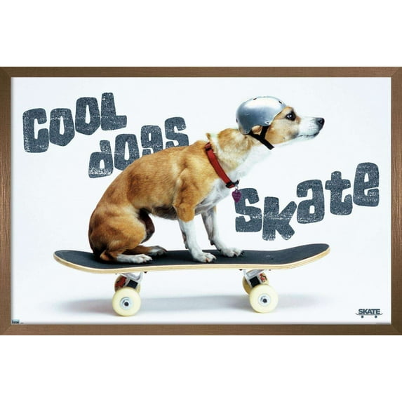 Skateboarding - Dog Wall Poster, 22.375" x 34", Framed