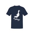 thumbnail image 1 of Skateboarding Duck Illustration Men's T-shirt Navy, 1 of 3
