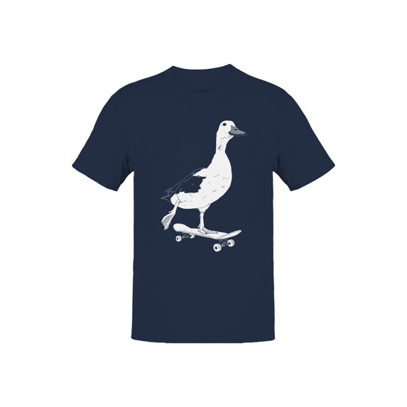 Skateboarding Duck Illustration Men's T-shirt Navy