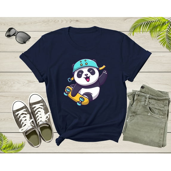 Skateboarding Happy Panda Skateboard Cute Sporty Animal T-Shirt Panda Skateboarder Lover Gift T Shirt for Men Women Boys Girls Tshirt