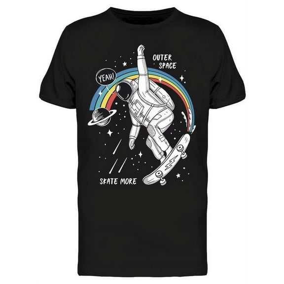 Skateboarding In Space T-Shirt Men -Image by Shutterstock, Male Large