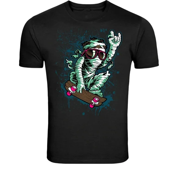 Skateboarding Mummy Halloween Skater Graphic Design T-Shirt