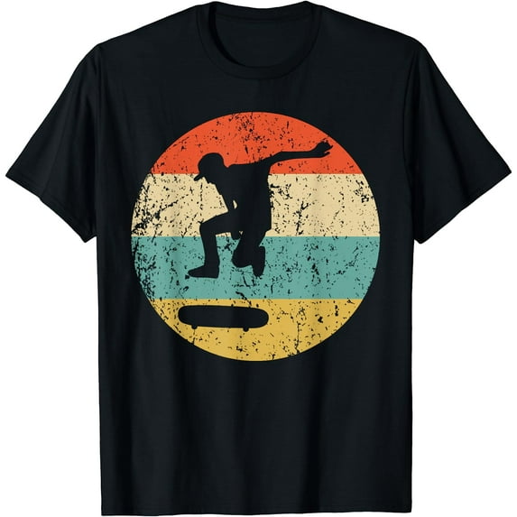 Skateboarding Shirt Women Vintage Retro Skateboarder T-Shirt Black Medium