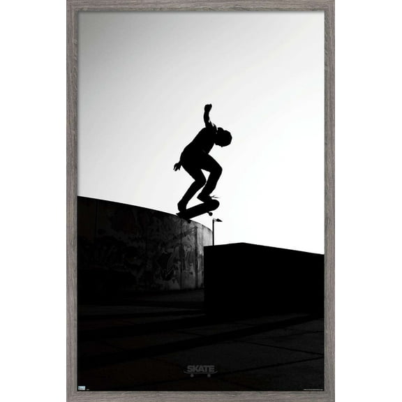 Skateboarding - Silhouette Wall Poster, 14.725" x 22.375", Framed
