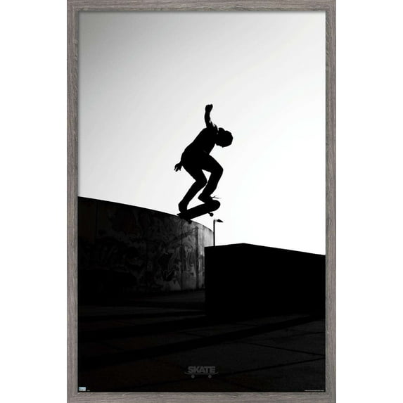 Skateboarding - Silhouette Wall Poster, 14.725" x 22.375", Framed
