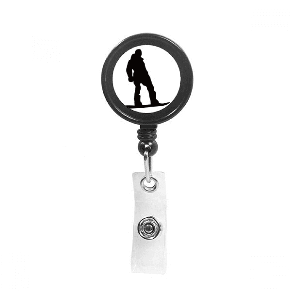 Skateboarding Sport Black Outline Pattern Retractable Keychain Badge Holder ID Badge