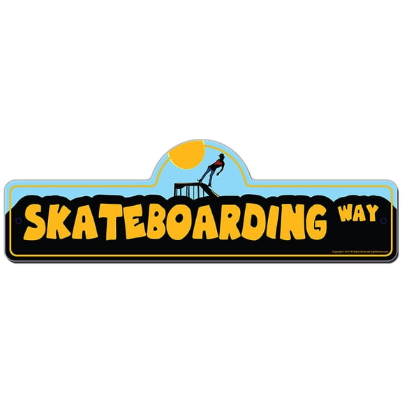 Skateboarding Street Sign | Indoor/Outdoor | Funny Home Décor for Garages, Living Rooms, Bedroom, Offices | SignMission personalized gift