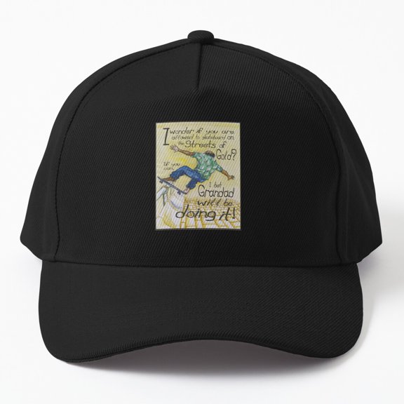 Skateboarding Streets of Gold Baseball Hat, Urban Skate Lifestyle Graphic Design, Classic Cap