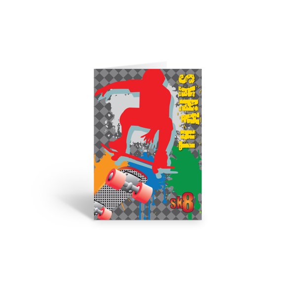 Skateboarding Thank You Note Card - 10 Boxed Cards & Envelopes - B14104