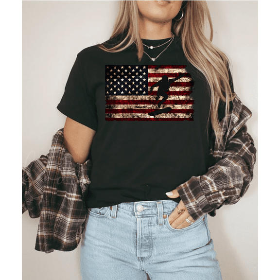 Skateboarding USA Flag American Patriotic Skater Graphic Unisex T-Shirt V14373, up to Size 5XL