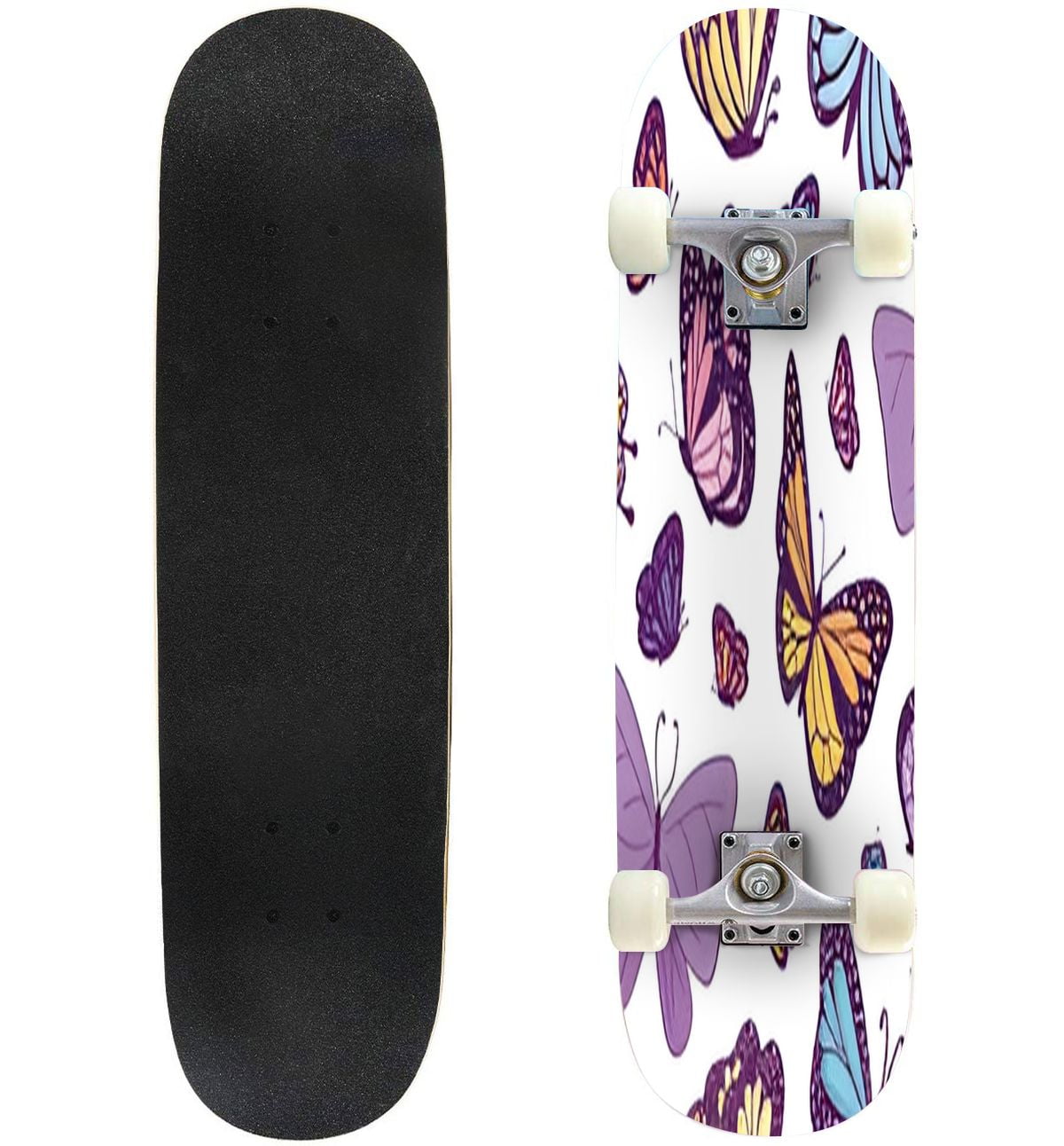 Skateboards for Beginners Beautiful butterfly drawings Seamless pattern ...