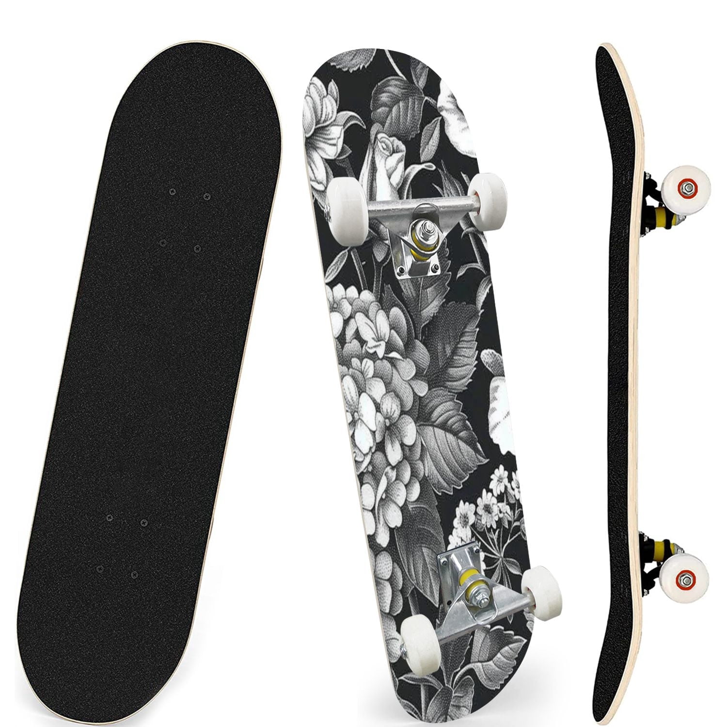 Skateboard Fleur de cerisier floral Monogramme Fille rose noi