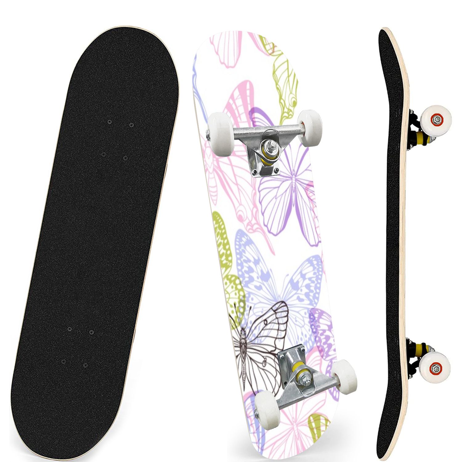 Skateboards for Beginners Decorative seamless pattern pink violet green ...
