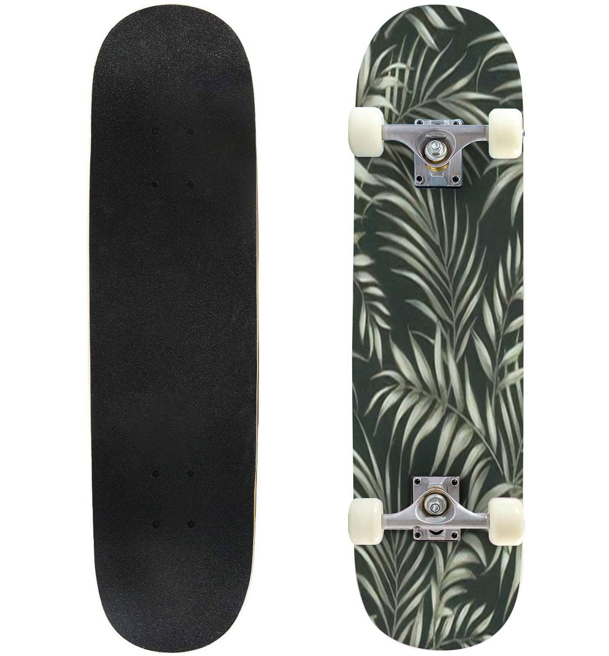 Skateboards For Beginners Tropical Palm Leaves Seamless Pattern Floral Ornamental 31 X8 Maple Double Kick Concave Boards Complete Skateboards Outdoor Adu