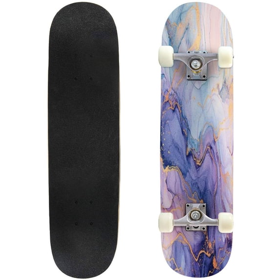 Skateboards for Beginners Natural luxury abstract fluid art alcohol ink technique Tender dreamy 31"x8" Maple Double Kick Concave Boards Complete Skateboards Outdoor for Adults family friends Gifts