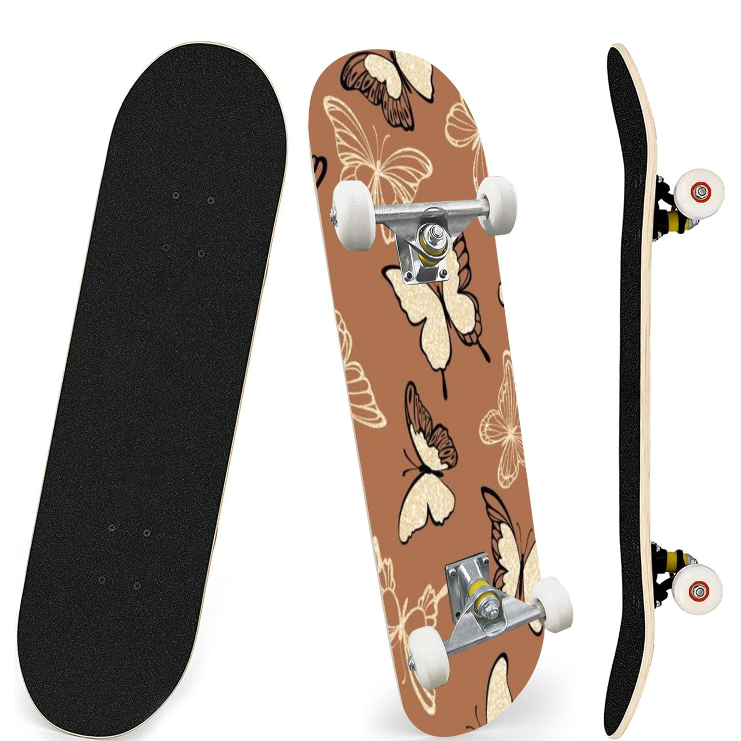 Skateboards for Beginners Seamles pattern glitter butterflies Beautiful ...